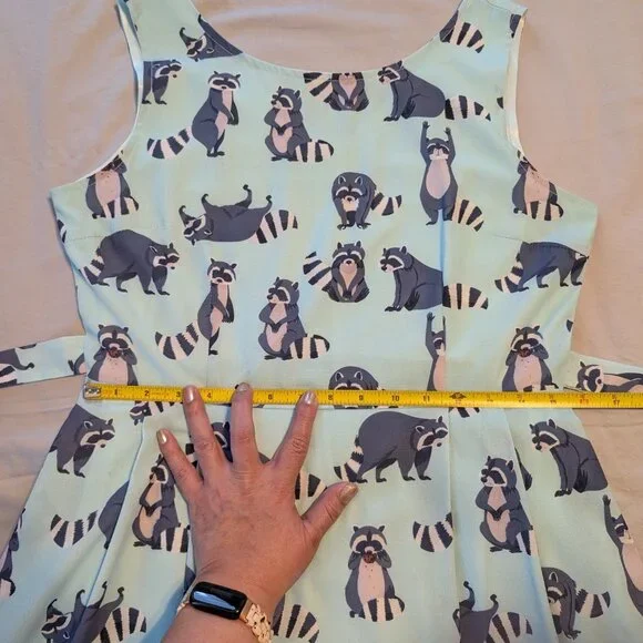 EUC LA Soul Fit & Flare Mini Dress in Trash Panda Print size Medium - Picture 7 of 10